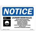 Signmission Safety Sign, OSHA Notice, 10" Height, Laundry Room Rules Sign With Symbol, Portrait OS-NS-D-710-V-13984